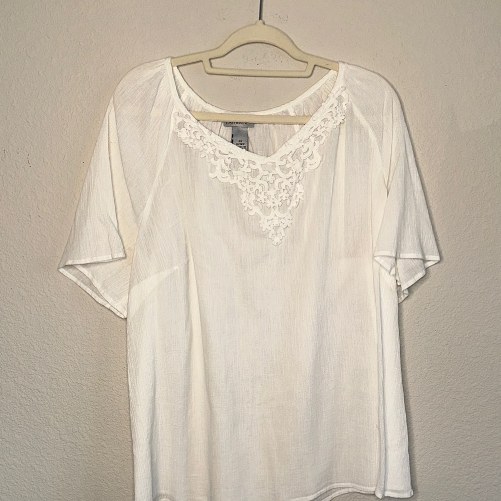 Catherines Cream Blouse with Lace Detail